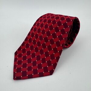Brooks Brothers Makers Red Burgundy Diamond Silk Tie Woven‎ England Made USA
